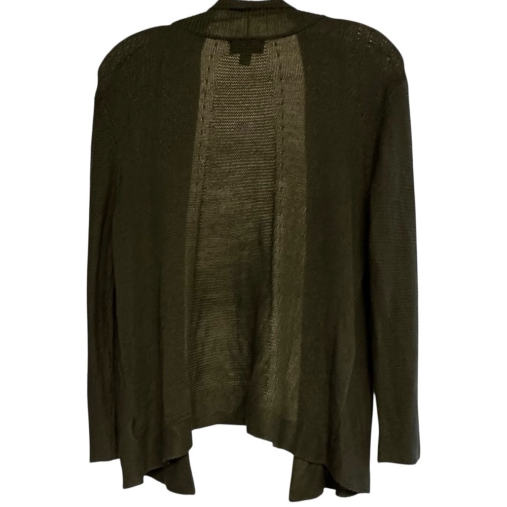 Worthington XL Lightweight Dark Olive Green Open Front Knit Cardigan Sweater - Picture 3 of 10